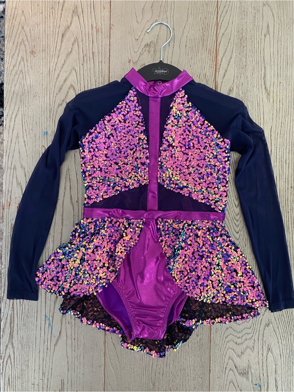 Revolution Kids Sequined Purple and Navy Performance Dress